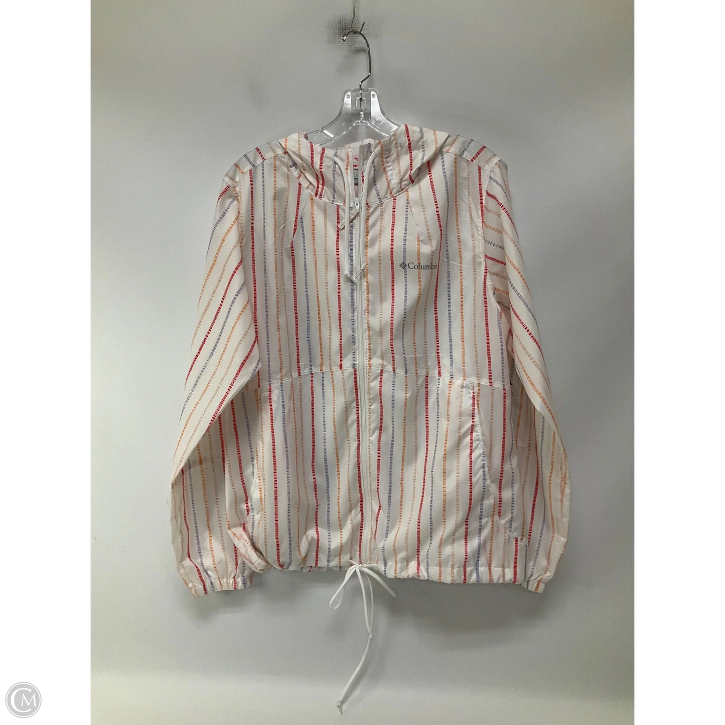 Jacket Windbreaker By Columbia In Striped Pattern, Size: L