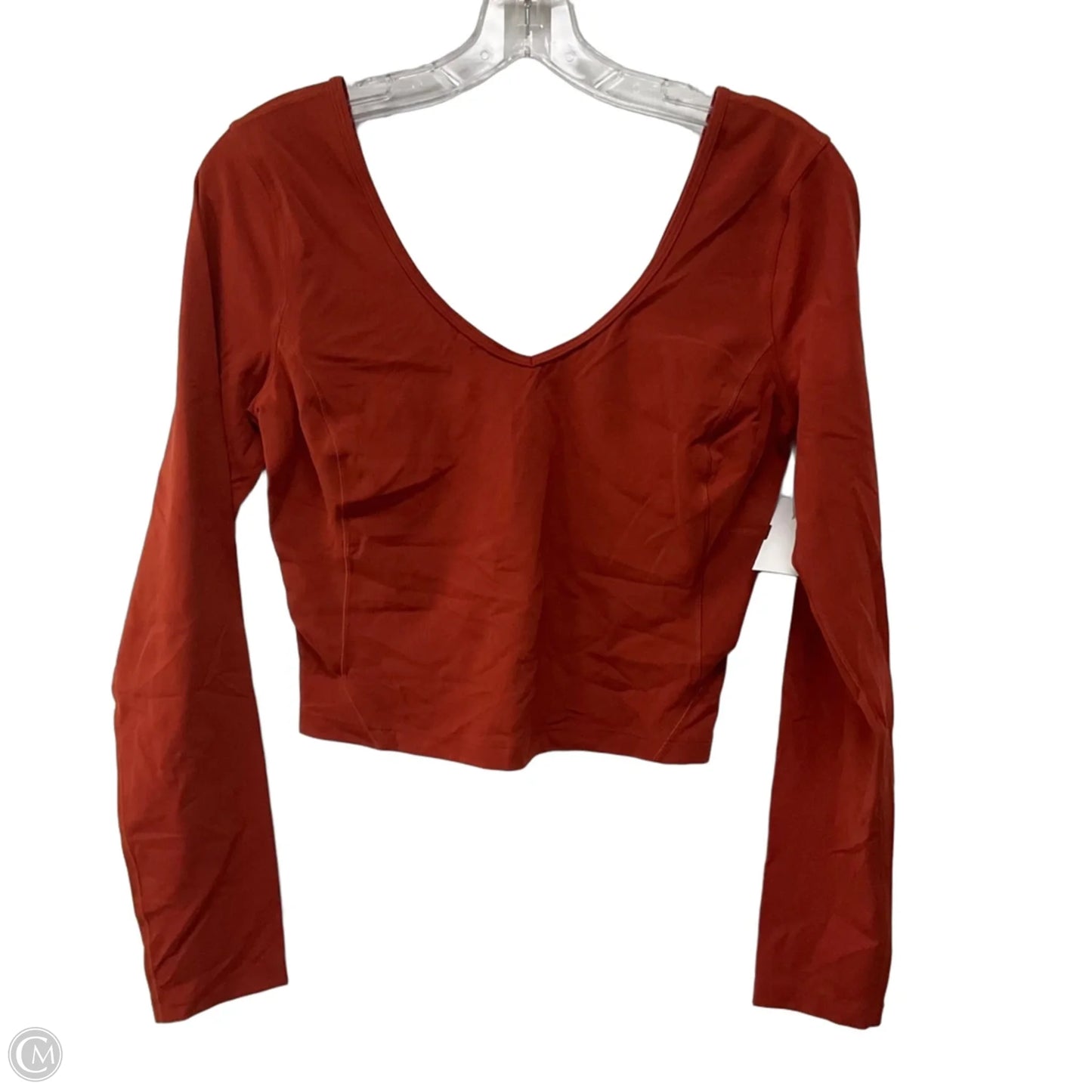 Athletic Top Long Sleeve Crewneck By Lululemon In Orange, Size: 10