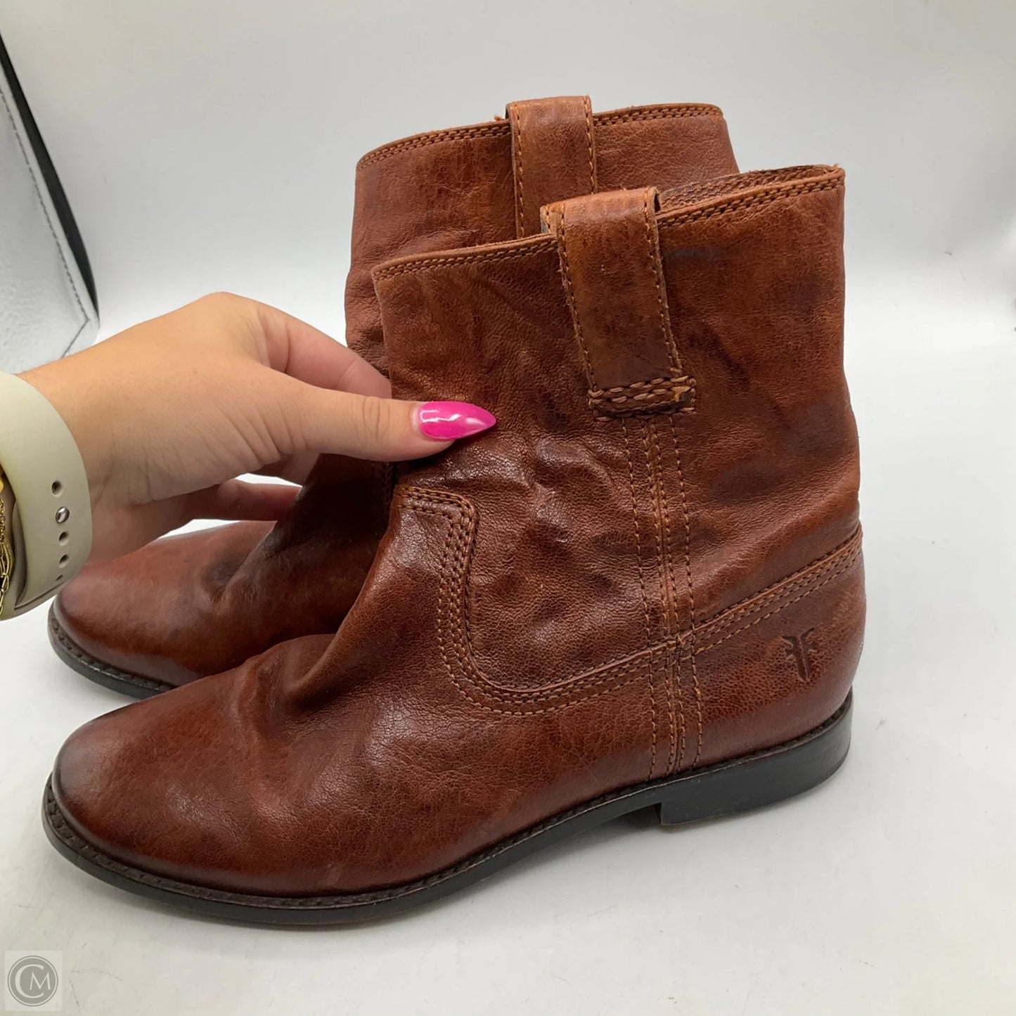 Boots Designer By Frye In Brown, Size: 7