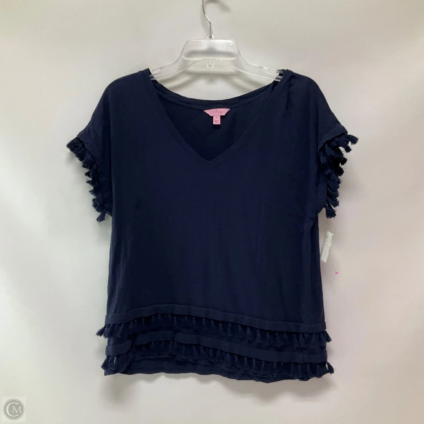 Top Short Sleeve Designer By Lilly Pulitzer In Navy, Size: M