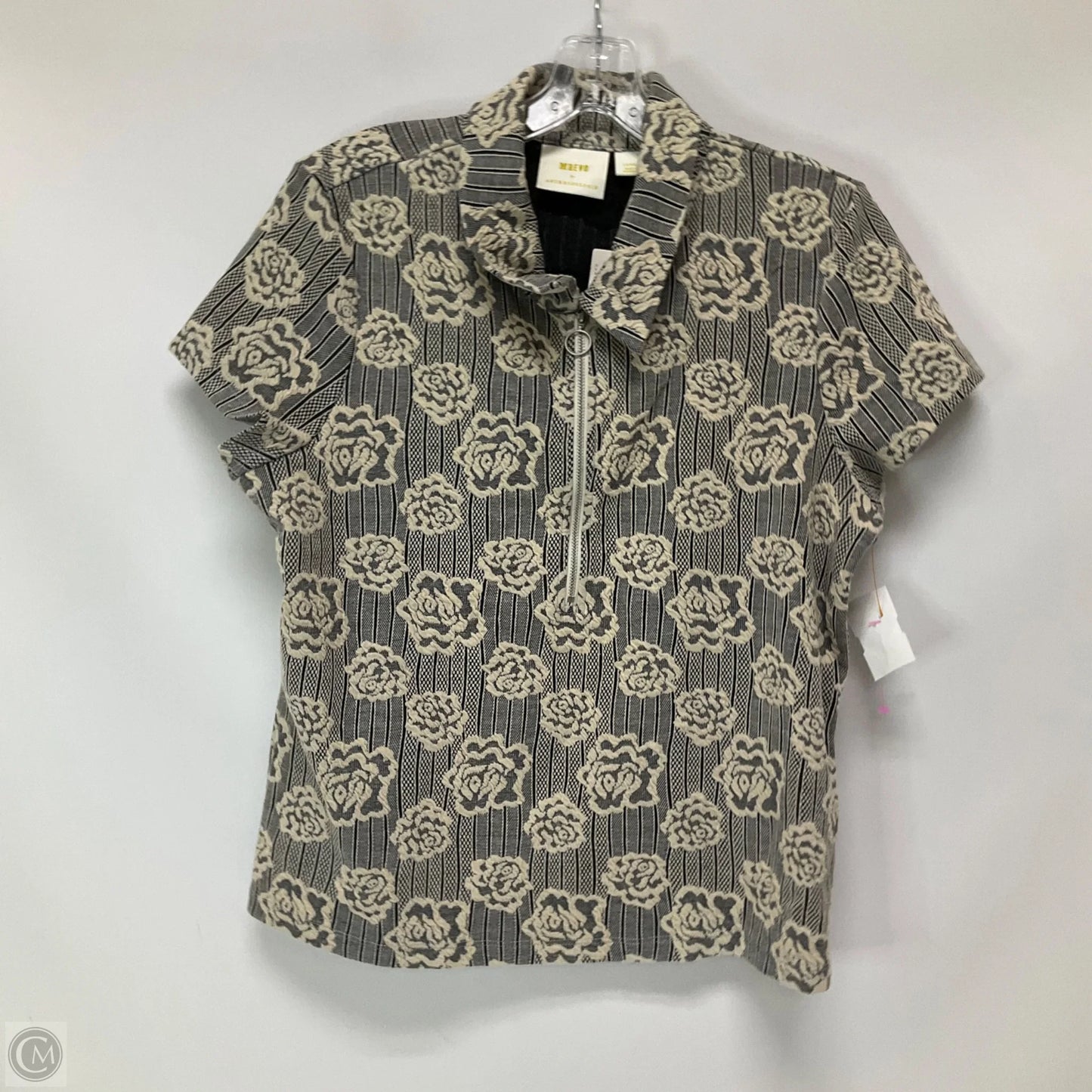 Top Short Sleeve By Maeve In Black & Cream, Size: L