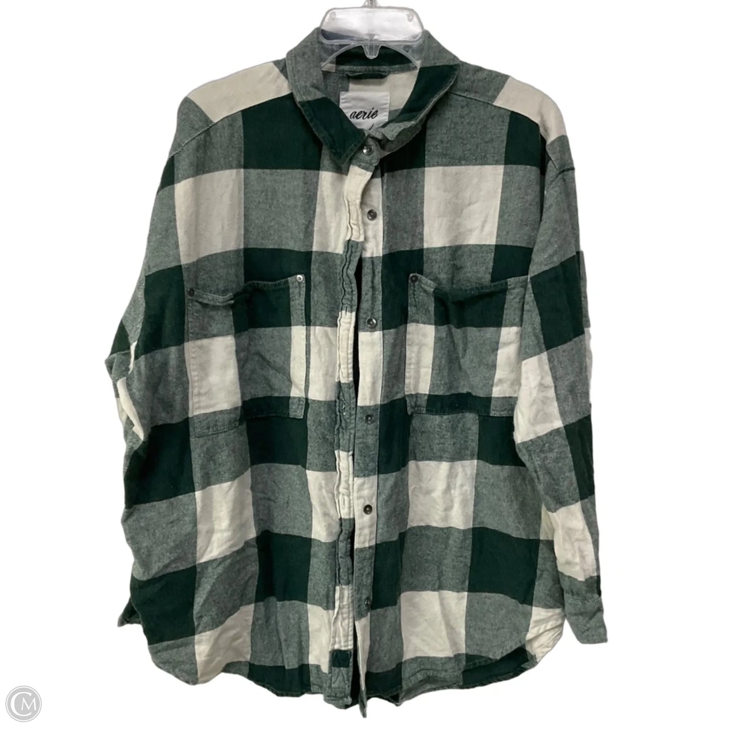 Top Long Sleeve By Aerie In Plaid Pattern, Size: L