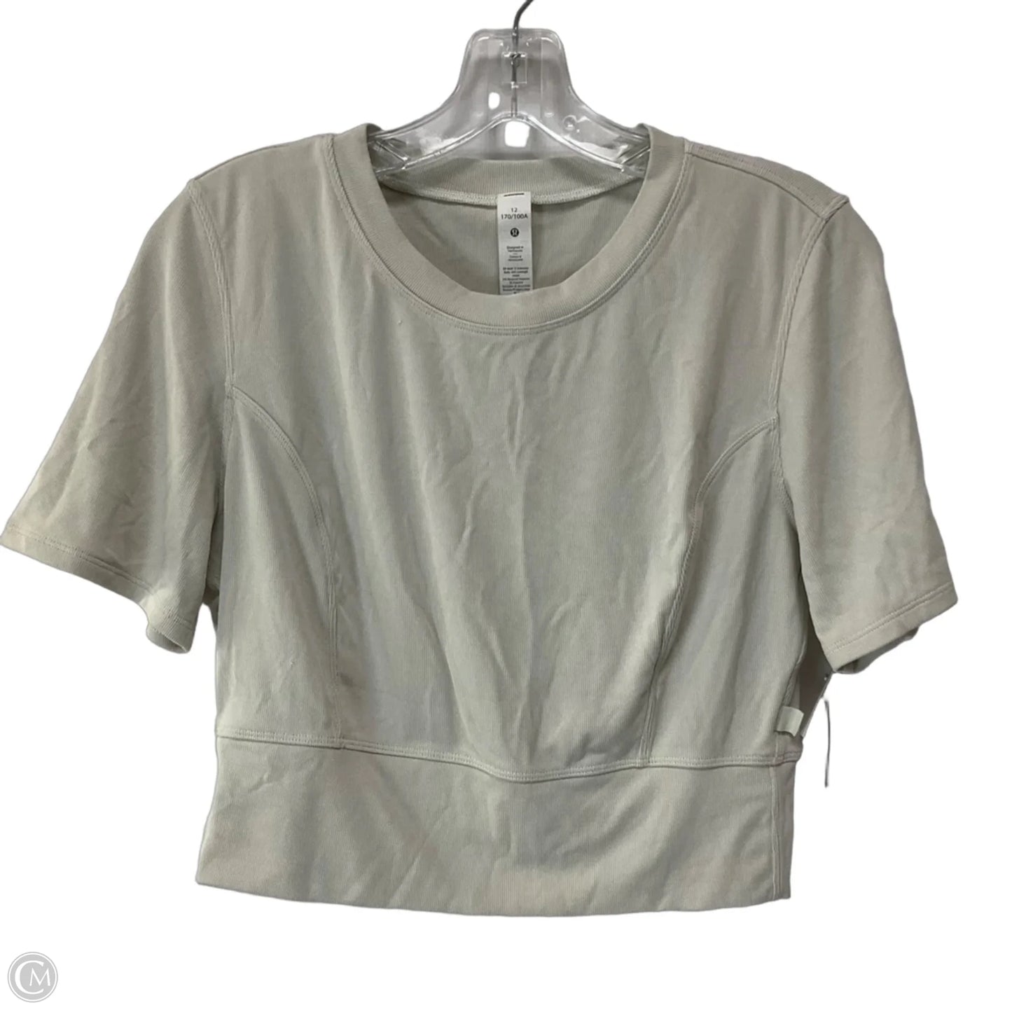 Athletic Top Short Sleeve By Lululemon In Cream, Size: 12