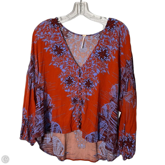 Top Long Sleeve By Free People In Blue & Red, Size: Xs