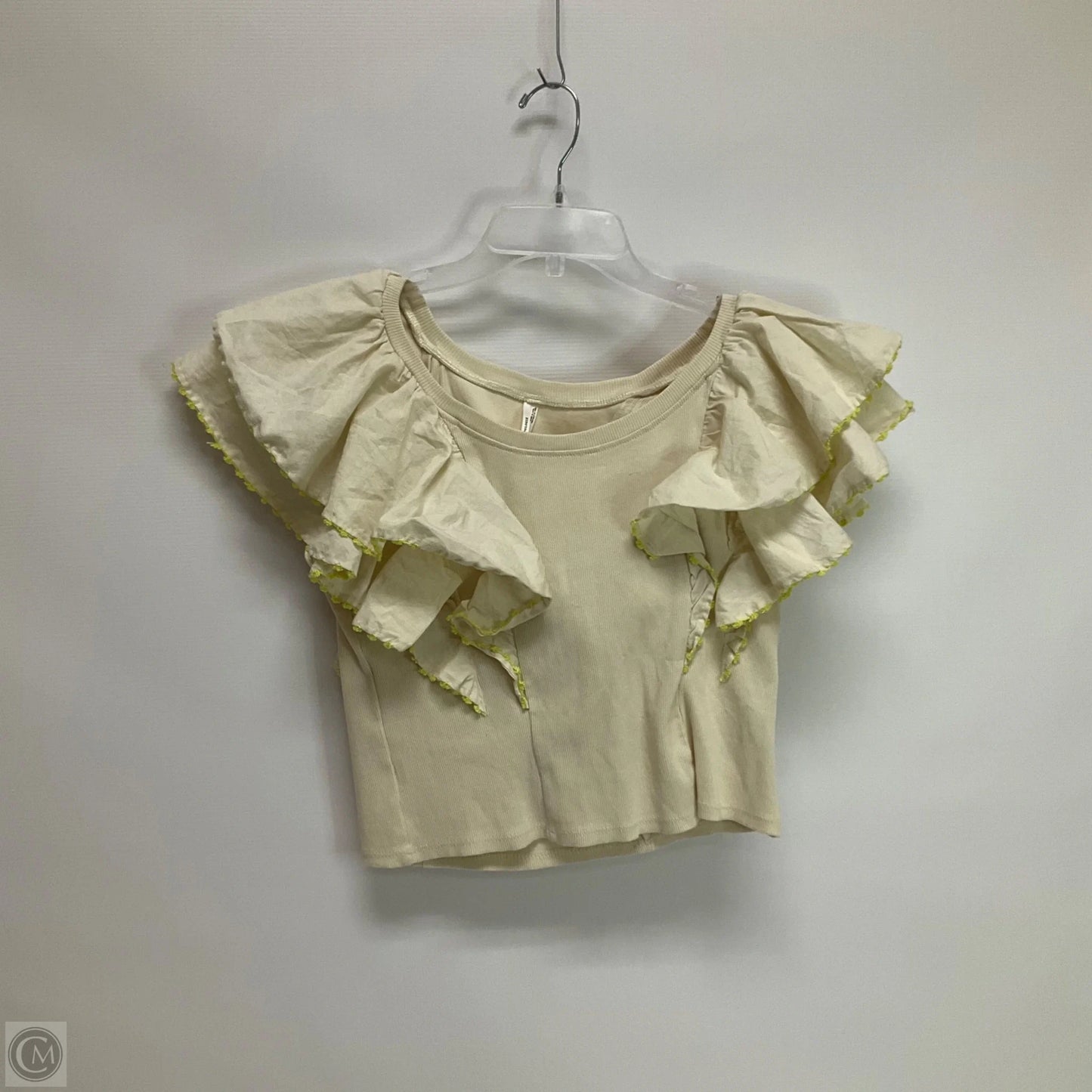 Top Short Sleeve By Anthropologie In Tan, Size: M