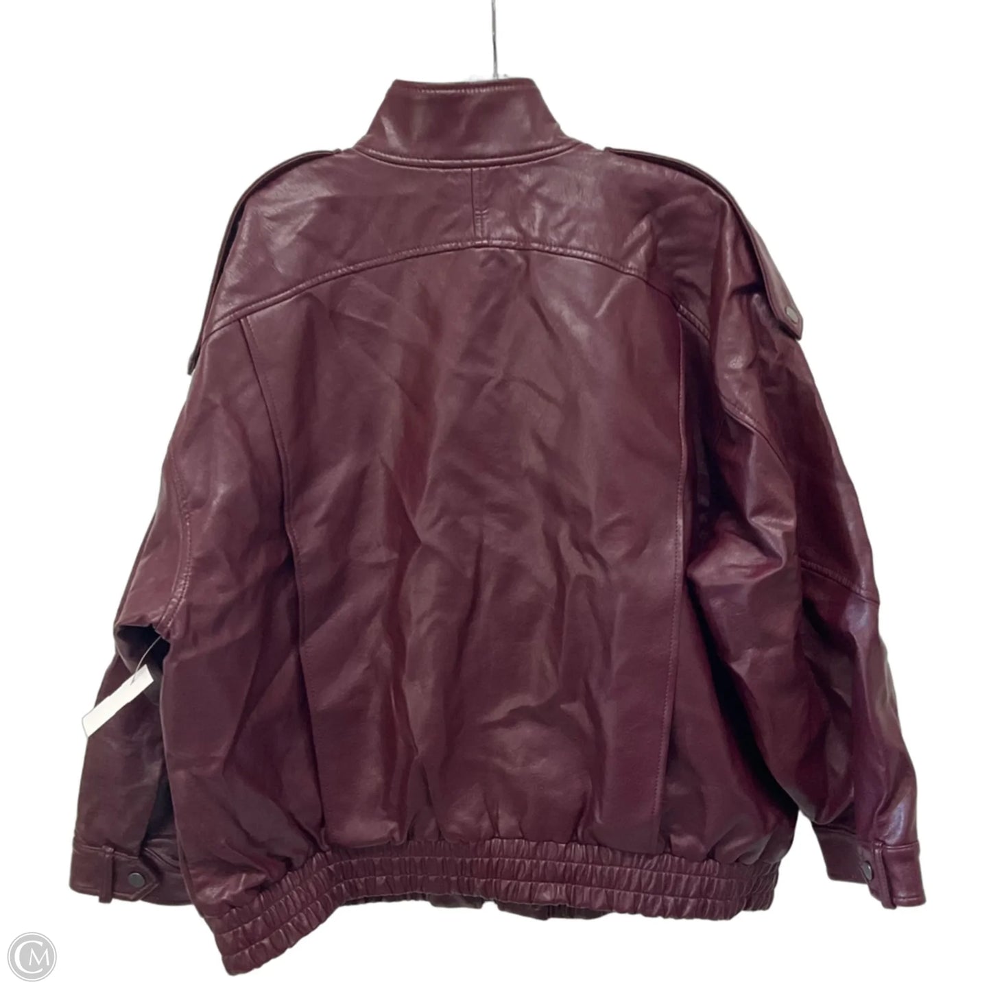 Jacket Moto Leather By Abercrombie And Fitch In Maroon, Size: L