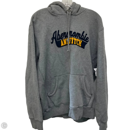 Sweatshirt Hoodie By Abercrombie And Fitch In Grey, Size: L