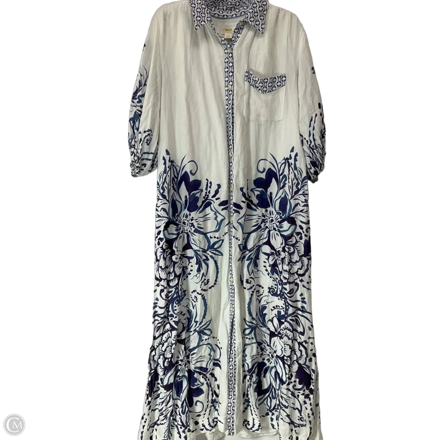 Dress Casual Maxi By Maeve In Blue & White, Size: L