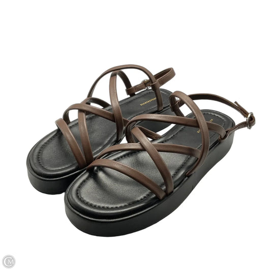 Sandals Flats By Anthropologie In Black & Brown, Size: 9