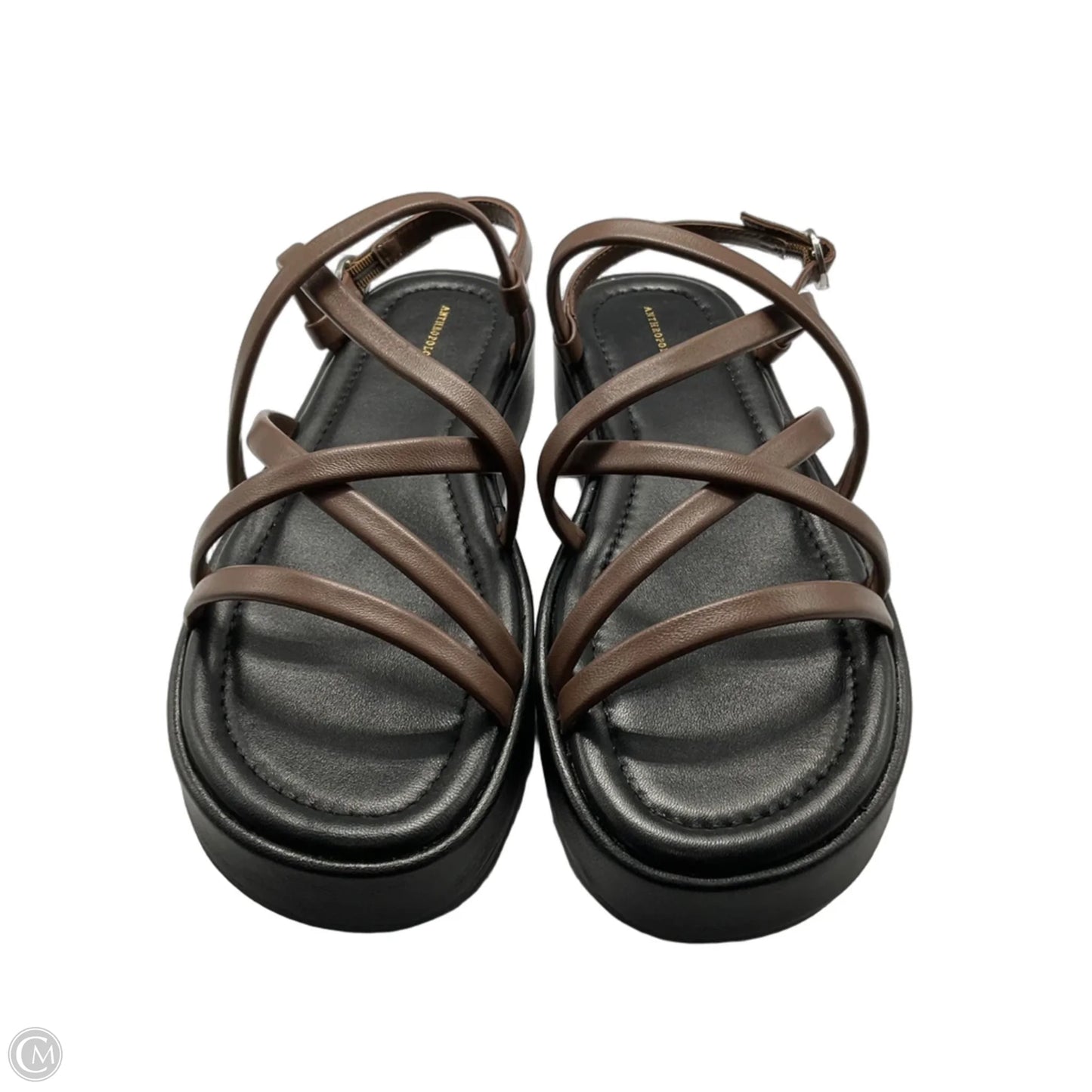 Sandals Flats By Anthropologie In Black & Brown, Size: 9
