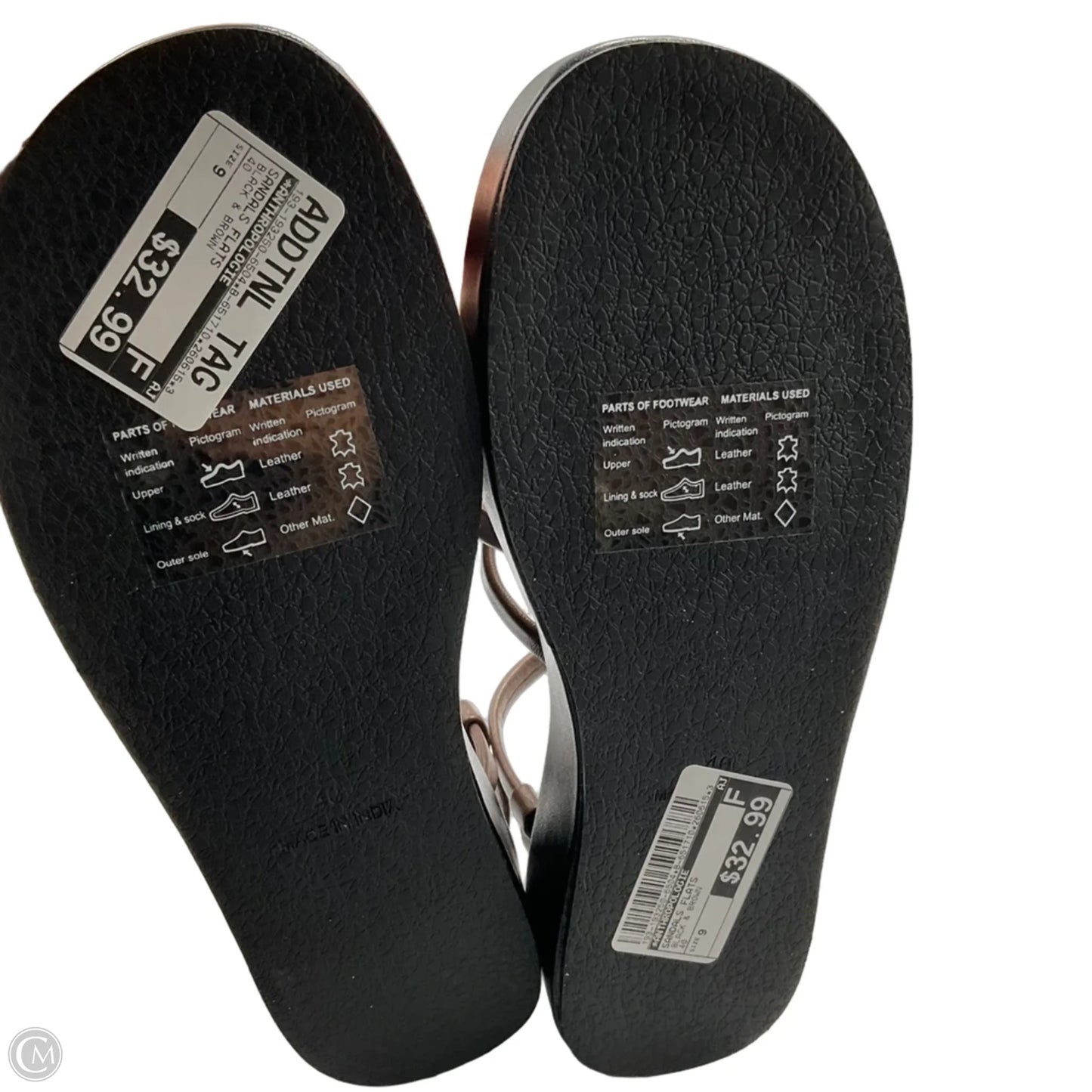 Sandals Flats By Anthropologie In Black & Brown, Size: 9