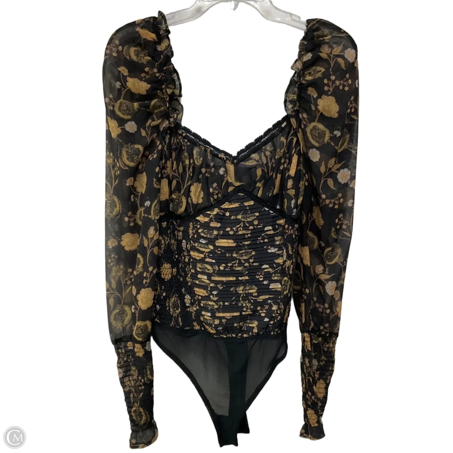 Top Long Sleeve By Free People In Black & Brown, Size: M
