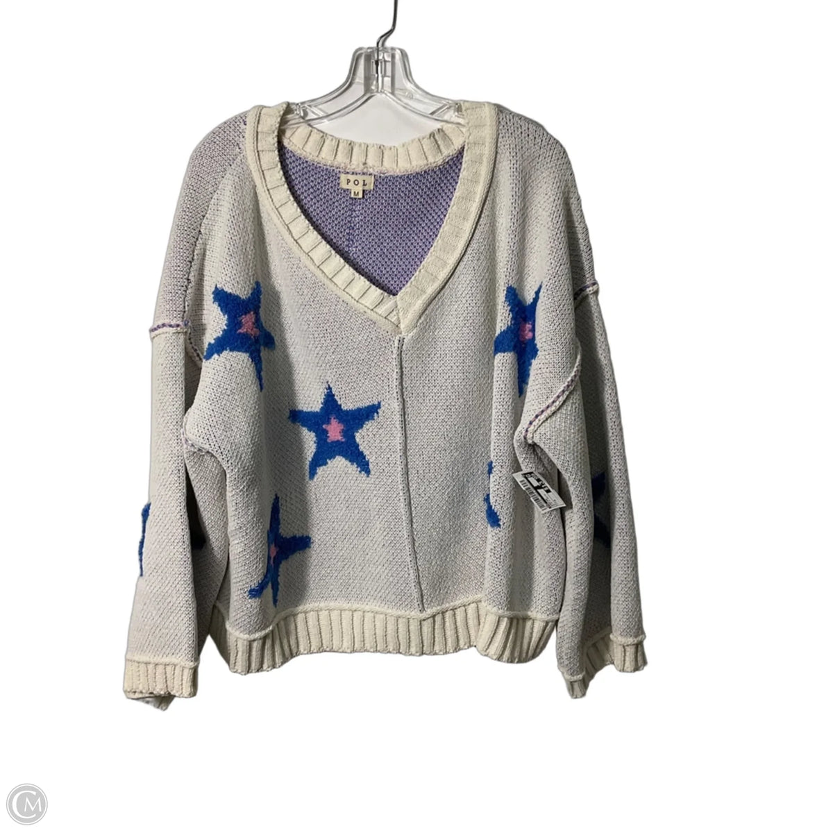 Sweater By Pol In Blue & White, Size: M