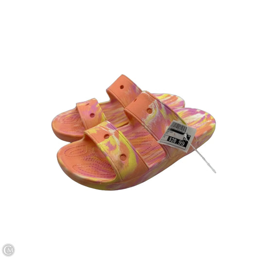 Sandals Flats By Crocs In Orange, Size: 8