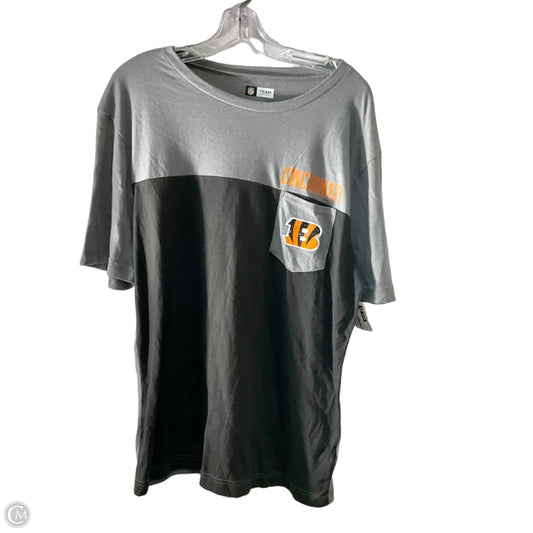 Athletic Top Short Sleeve By Nfl In Black & Grey, Size: L