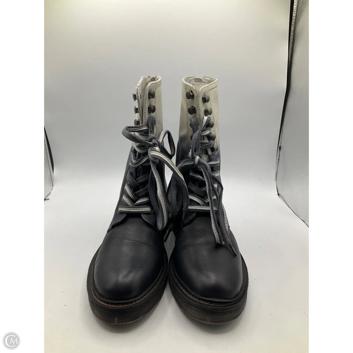 Boots Ankle Flats By Cmb In Black & Grey, Size: 6.5