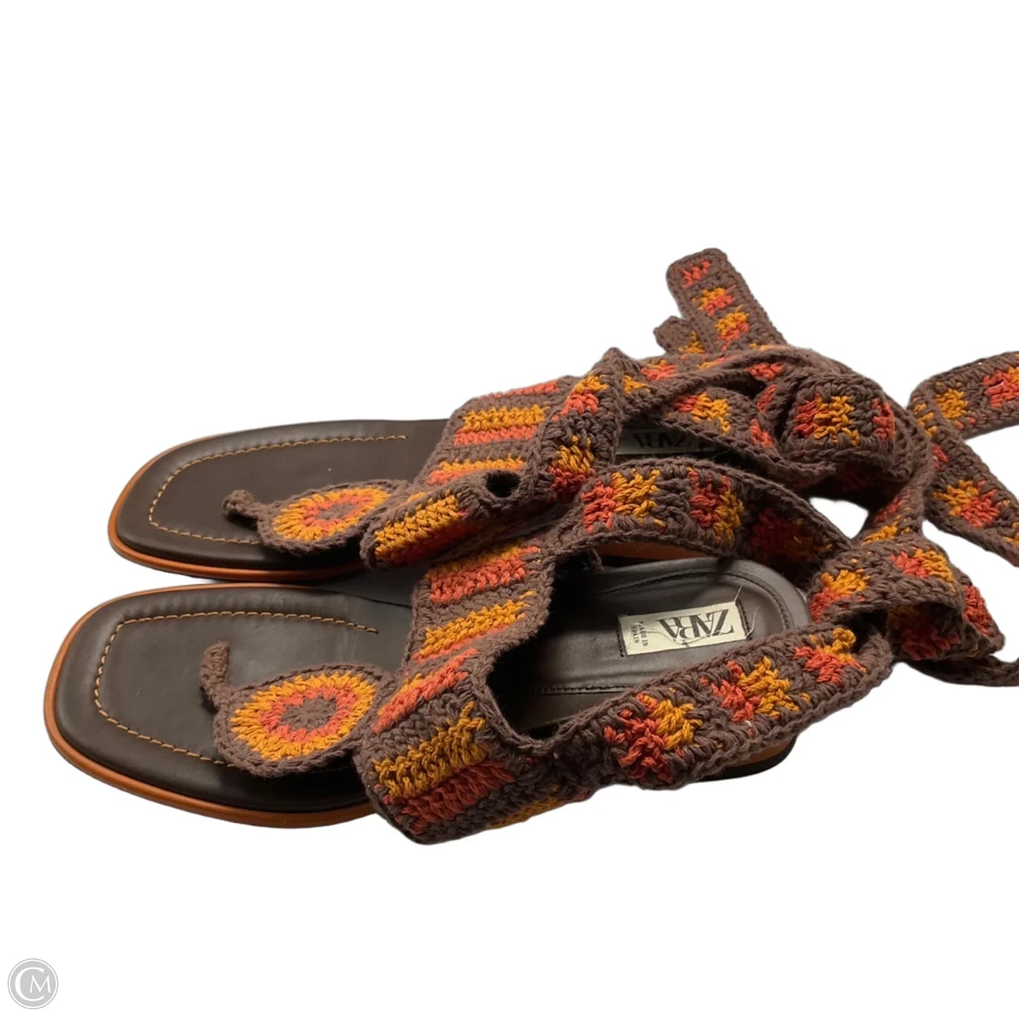 Sandals Flip Flops By Zara In Brown & Orange, Size: 6.5