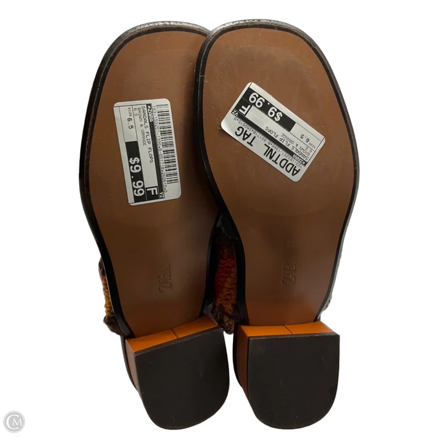 Sandals Flip Flops By Zara In Brown & Orange, Size: 6.5