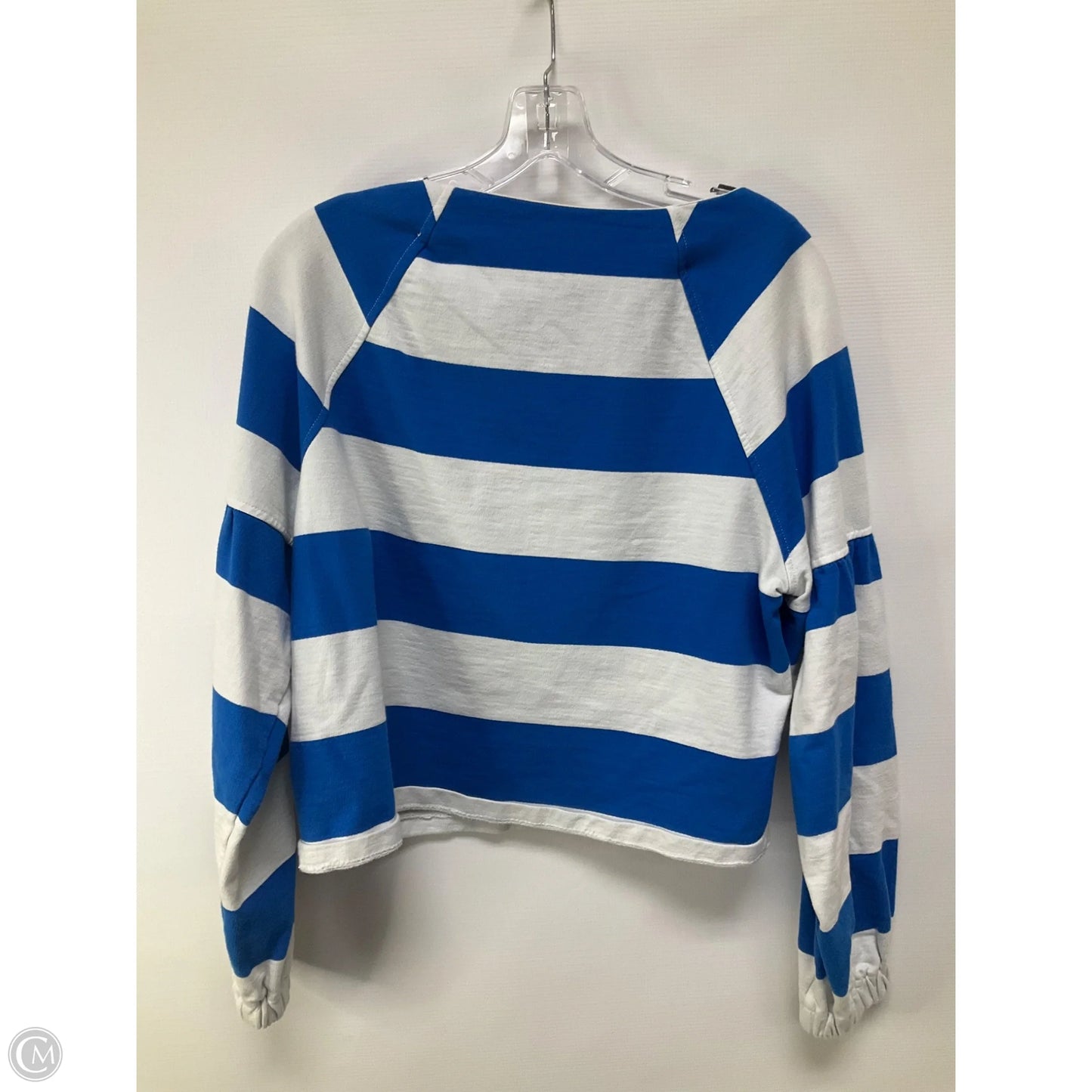 Top Long Sleeve By Maeve In Blue & White, Size: S