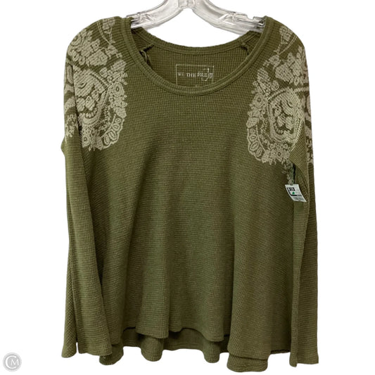 Top Long Sleeve By We The Free In Cream & Green, Size: S