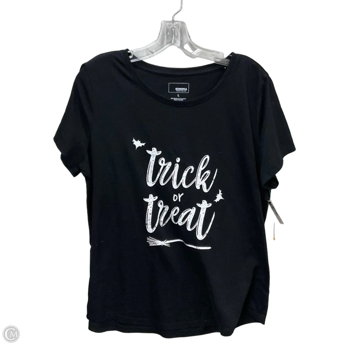 Top Short Sleeve Basic By Sonoma In Black & White, Size: L