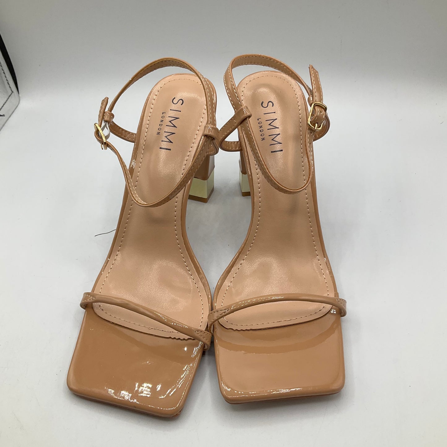 Tan Sandals Heels Block Cmc, Size 8