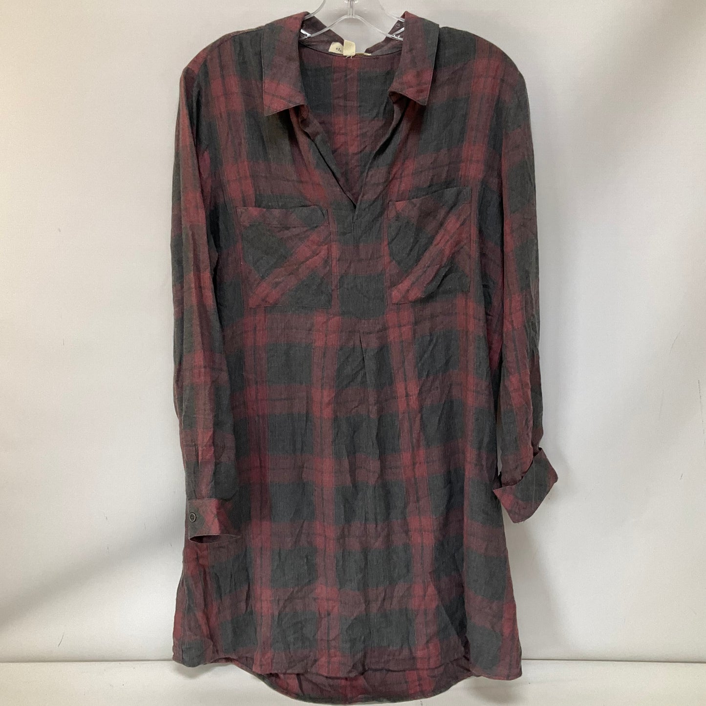 Tunic Long Sleeve By Cloth & Stone In Plaid Pattern, Size: M