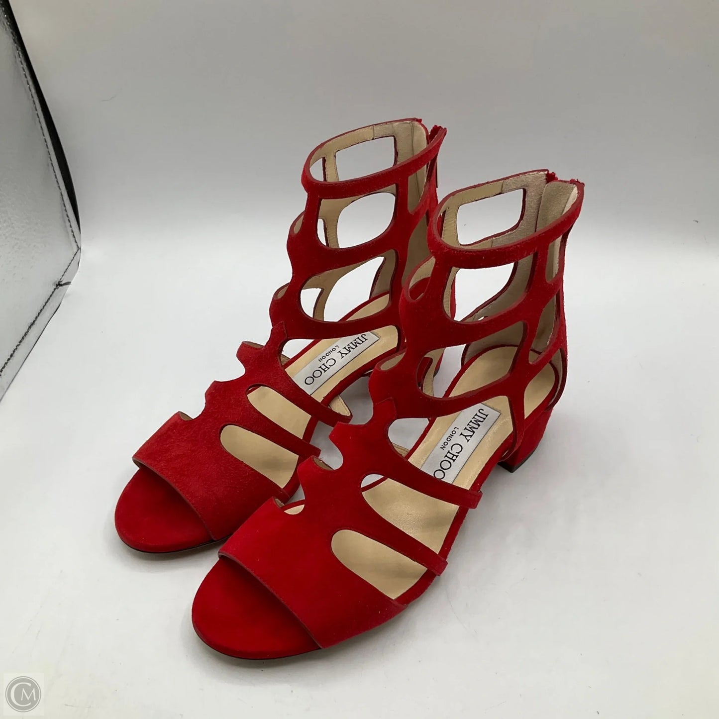 Sandals Luxury Designer By Jimmy Choo In Red, Size: 6