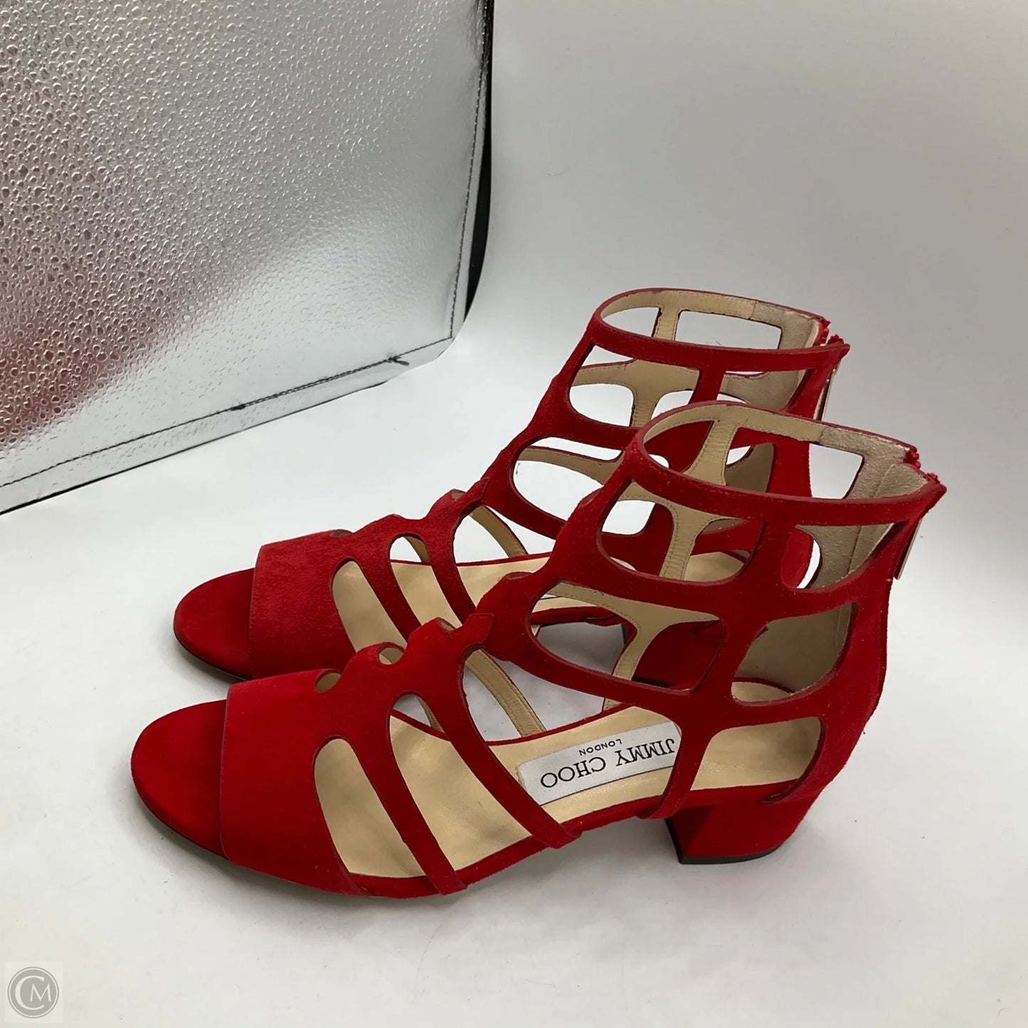 Sandals Luxury Designer By Jimmy Choo In Red, Size: 6