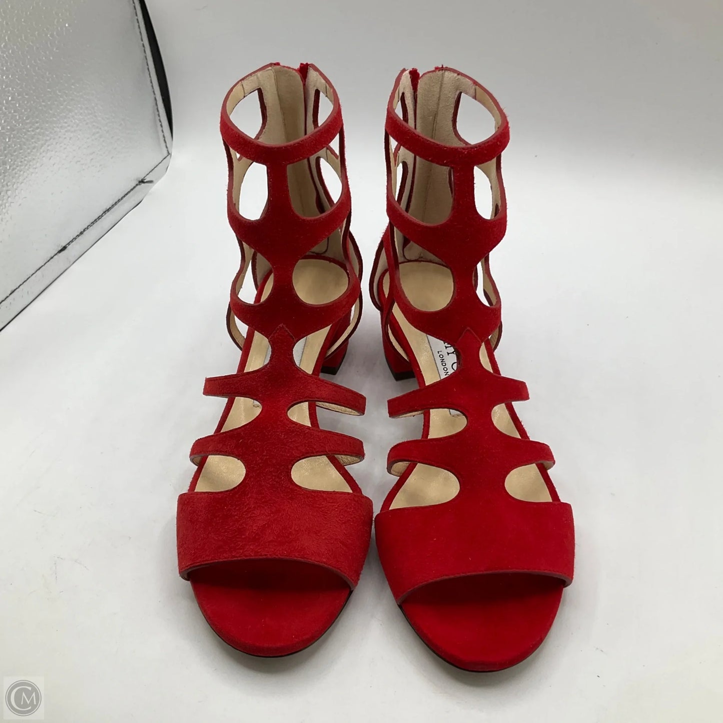 Sandals Luxury Designer By Jimmy Choo In Red, Size: 6