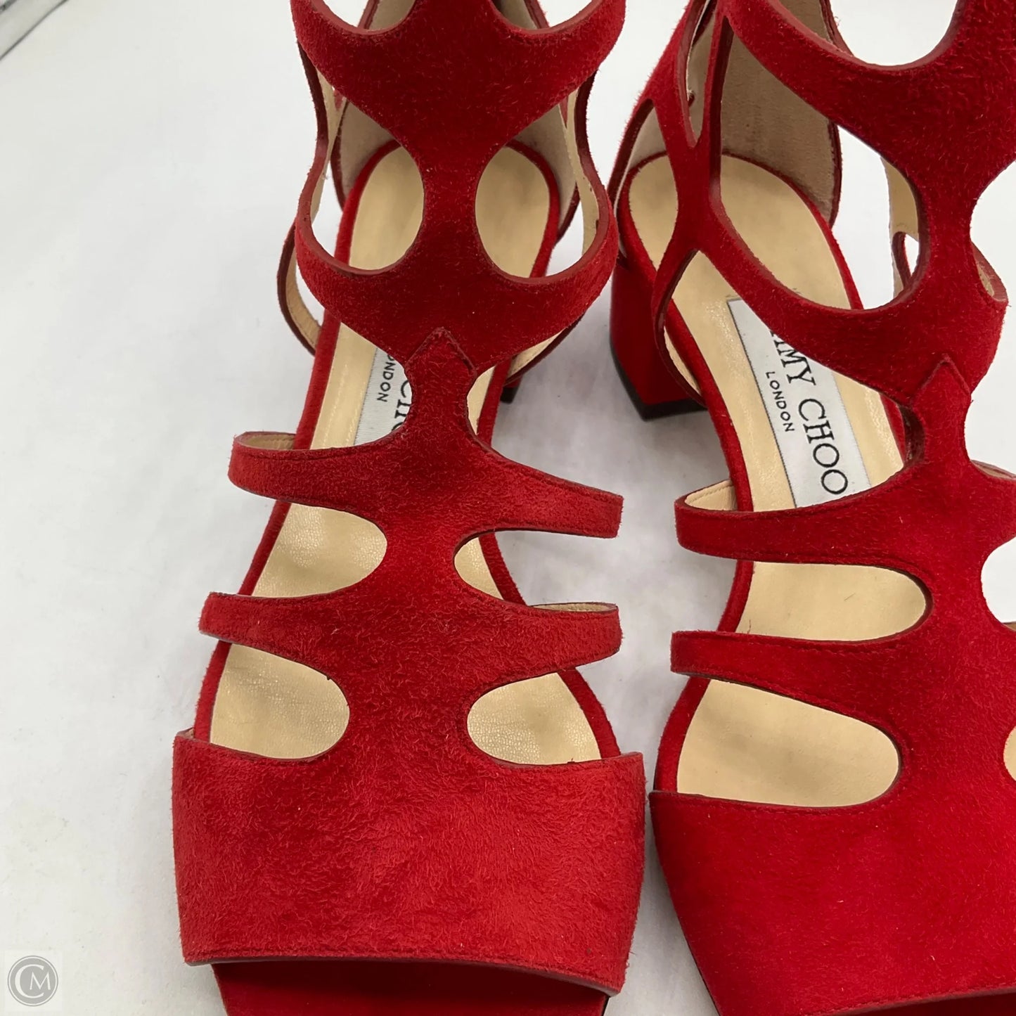 Sandals Luxury Designer By Jimmy Choo In Red, Size: 6