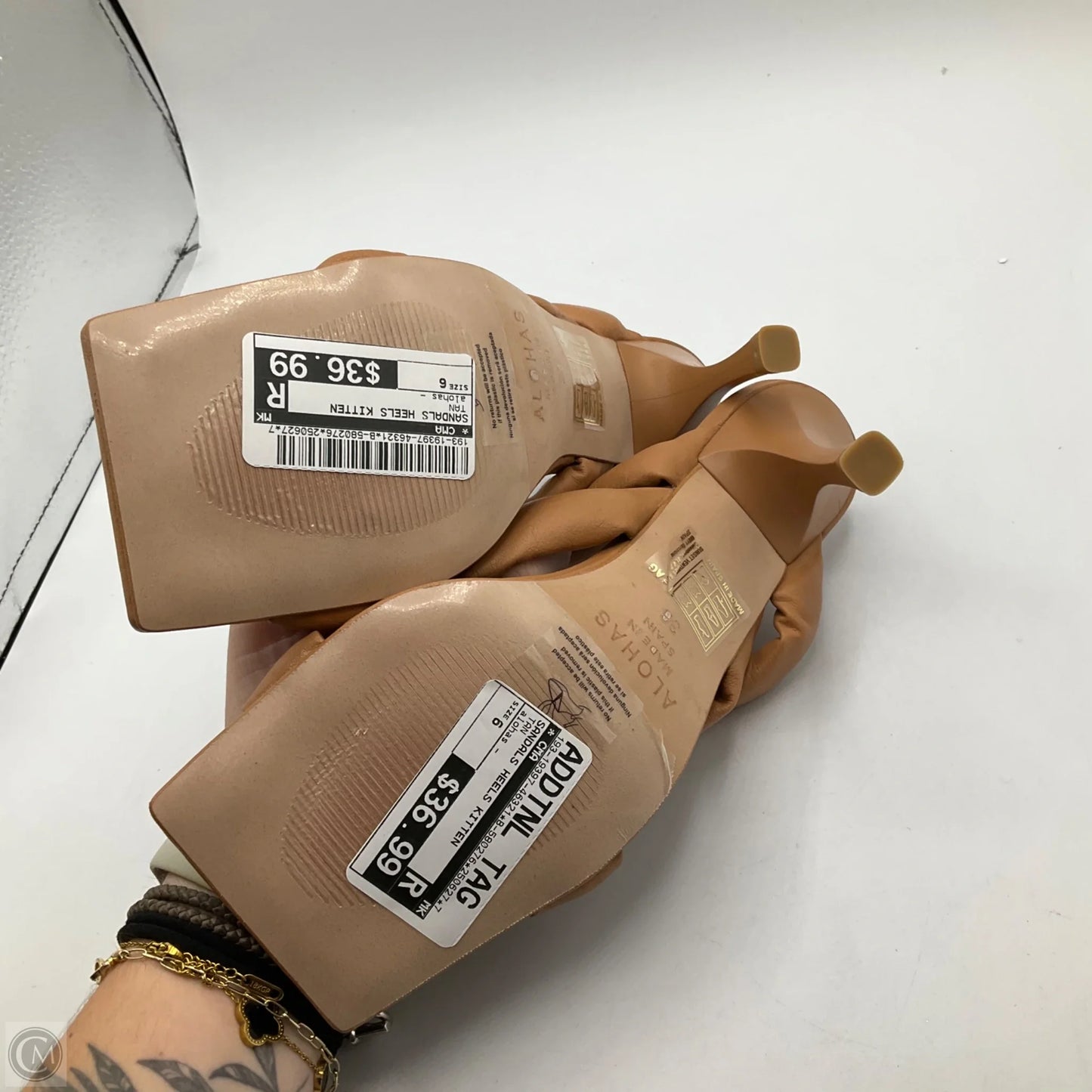 Sandals Heels Kitten By Cma In Tan, Size: 6