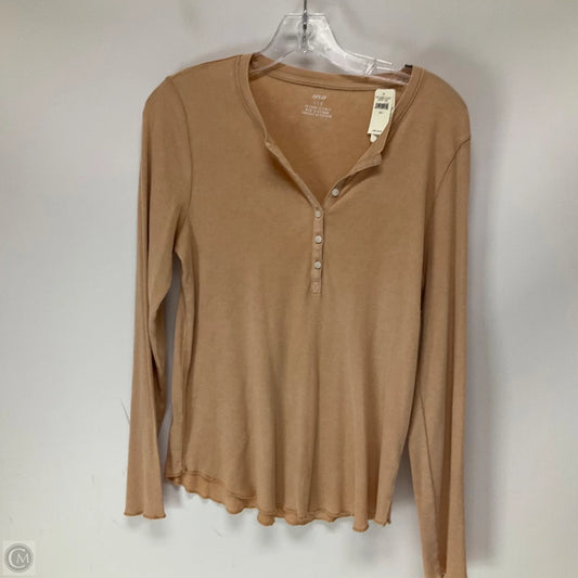 Top Long Sleeve By Aerie In Tan, Size: L