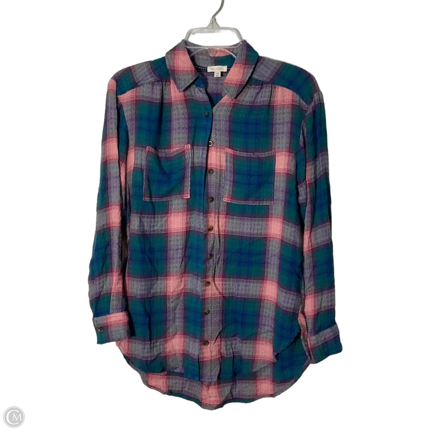Top Long Sleeve By Pilcro In Plaid Pattern, Size: Xxs