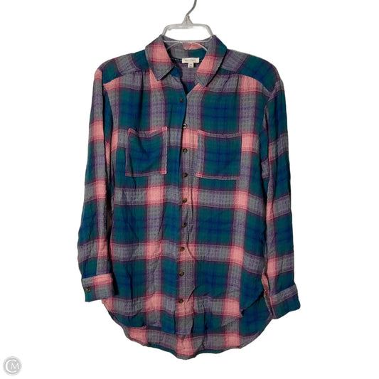 Top Long Sleeve By Pilcro In Plaid Pattern, Size: Xxs