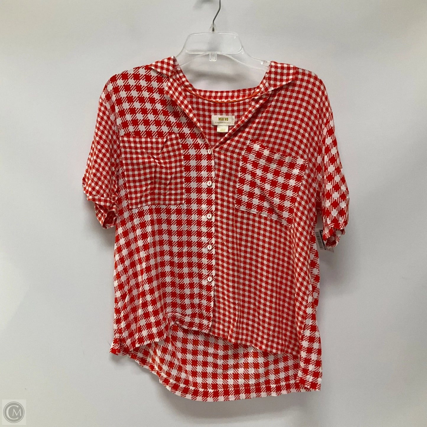 Top Short Sleeve By Maeve In Red & White, Size: L