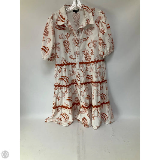 Dress Casual Midi By Clothes Mentor In Orange & White, Size: M