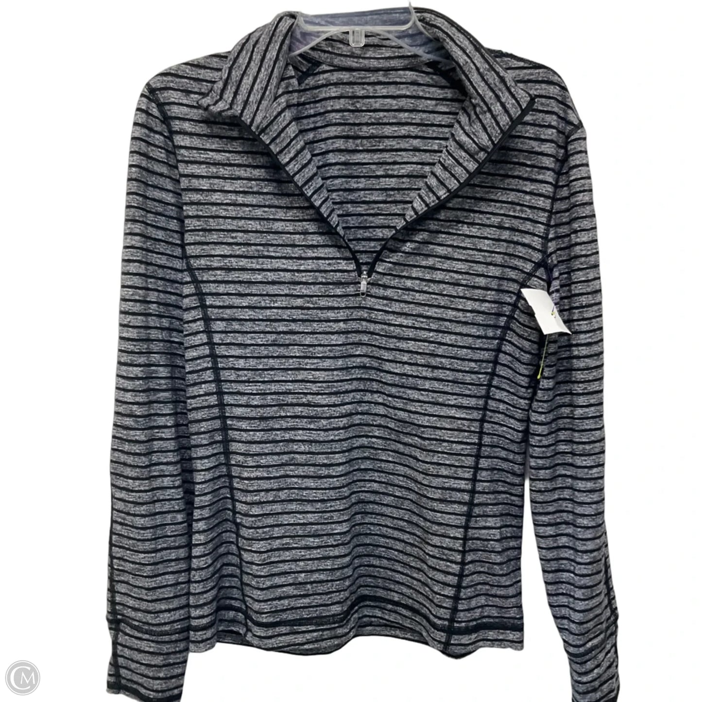 Athletic Top Long Sleeve Collar By Lululemon In Striped Pattern, Size: 10