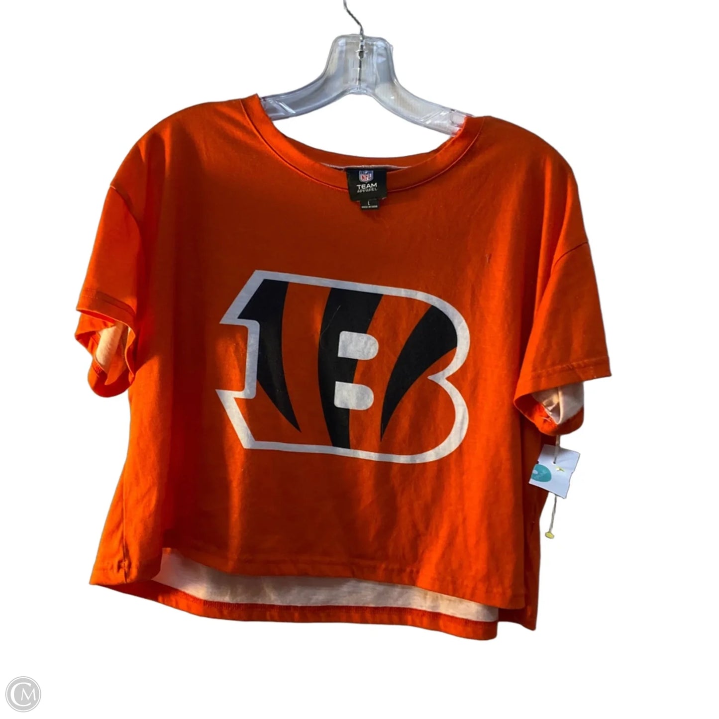Athletic Top Short Sleeve By Nfl In Orange, Size: L