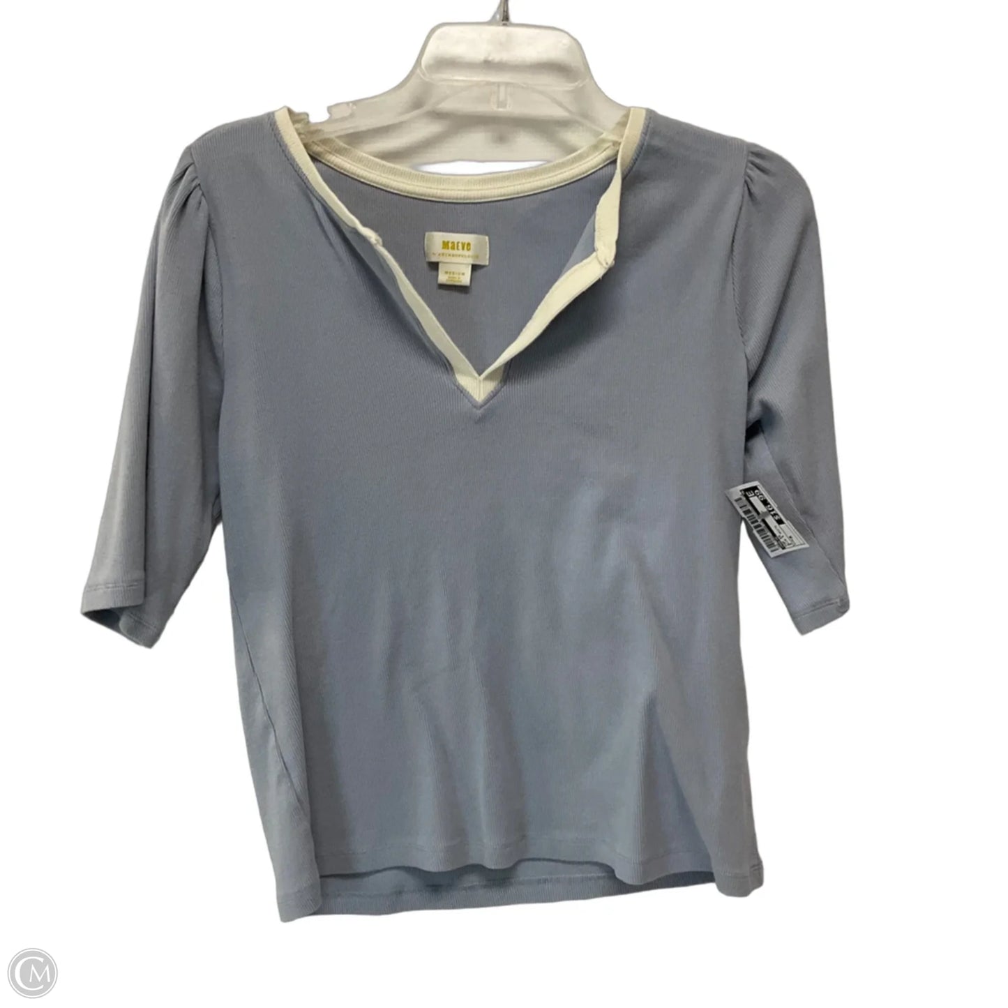 Top Short Sleeve By Maeve In Blue & White, Size: M