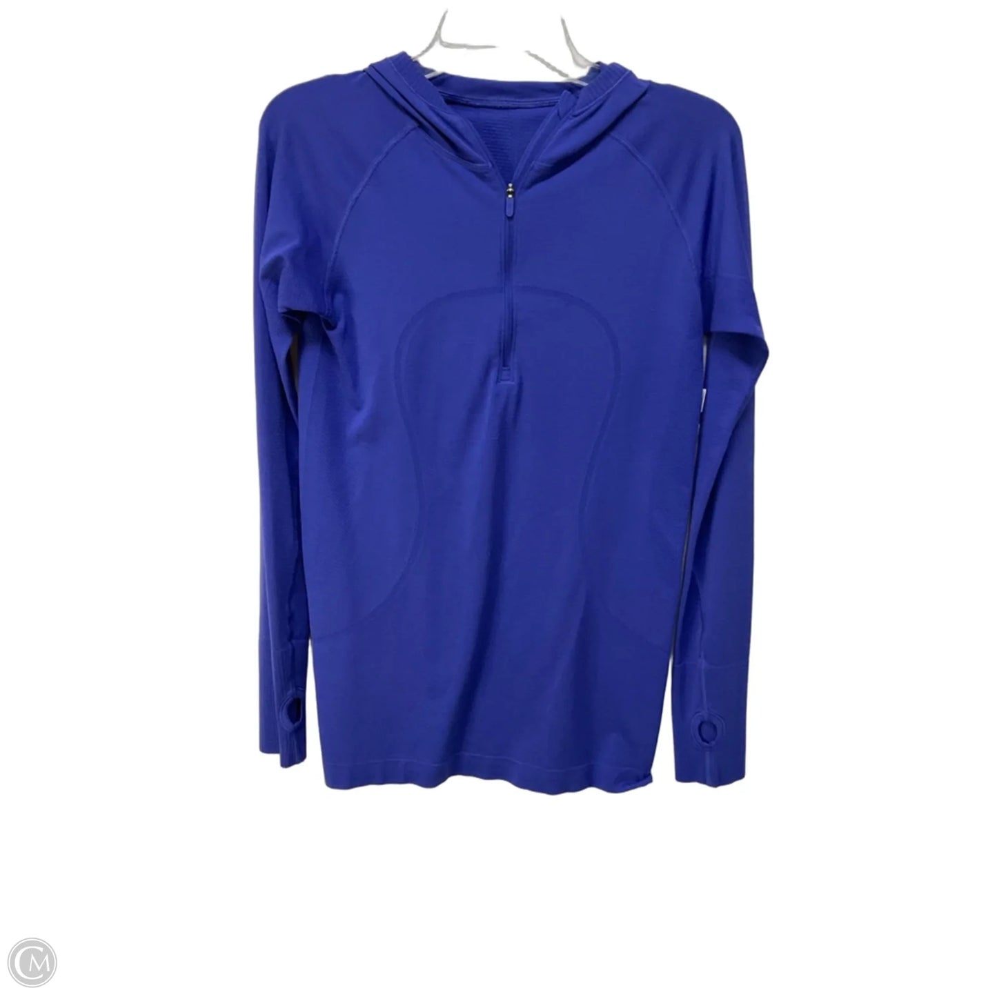 Athletic Top Long Sleeve Hoodie By Lululemon In Blue, Size: 10