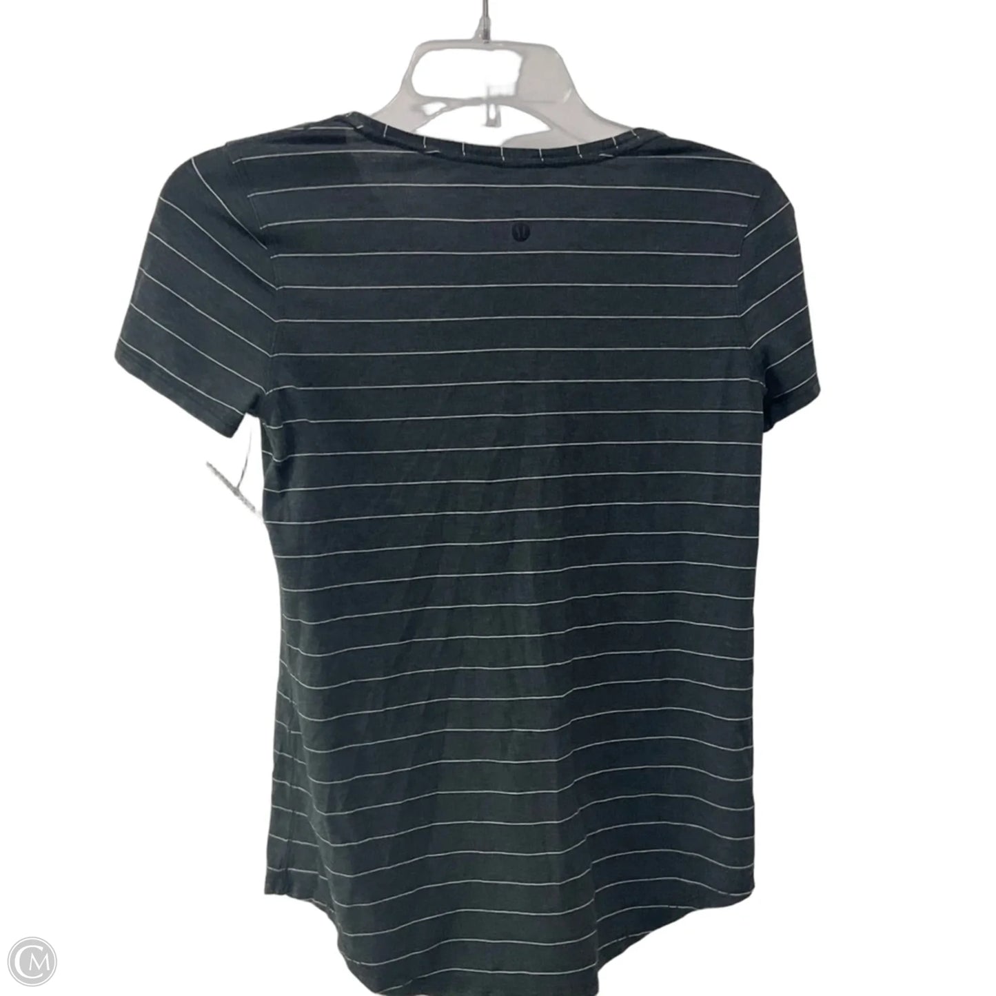 Athletic Top Short Sleeve By Lululemon In Grey & White, Size: 4