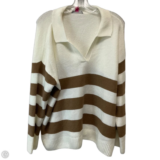 Sweater By Vince Camuto In Brown & Cream, Size: 3x