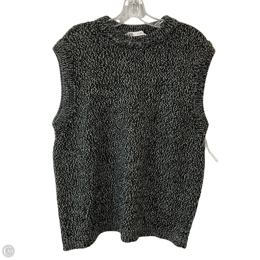 Sweater Short Sleeve By Zara In Black & White, Size: L