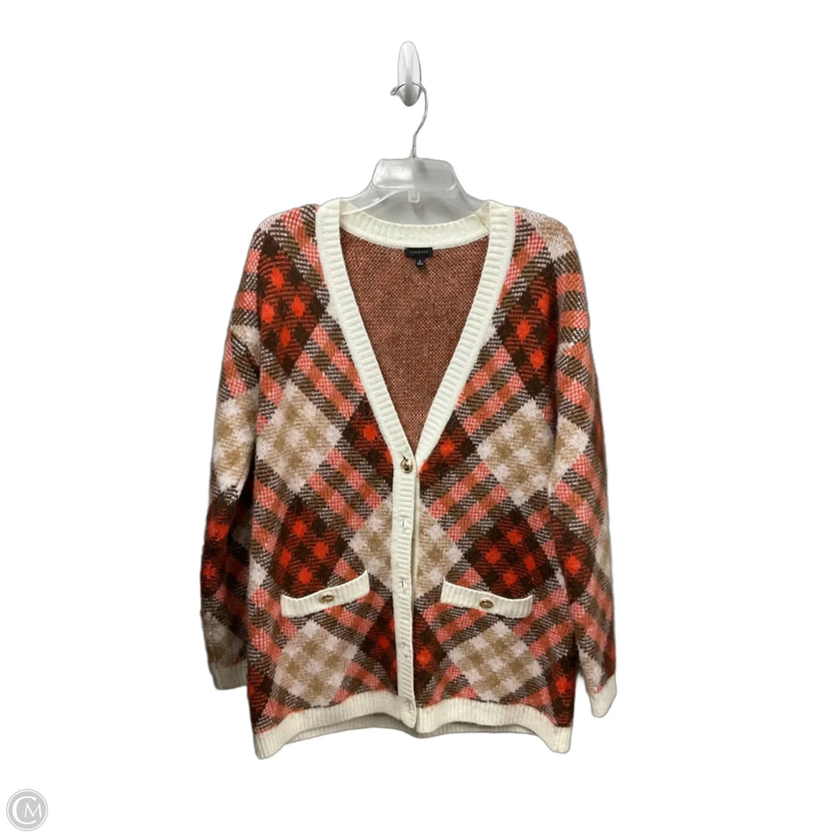 Cardigan By Talbots In Plaid Pattern, Size: M